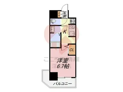 S-RESIDENCE堺湊駅前AZURE(1K/4階)の間取り写真