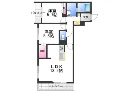 サウザンド和泉府中(2LDK/2階)の間取り写真