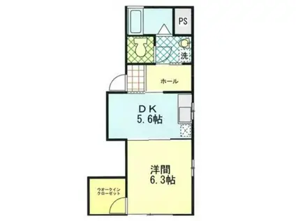 プラチナハウス(1DK/2階)の間取り写真