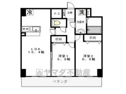 クラティオ(2LDK/6階)の間取り写真