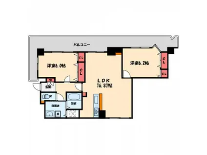 フォレステージュ谷町(2LDK/4階)の間取り写真