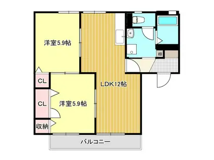 グランドメゾン(2LDK/2階)の間取り写真
