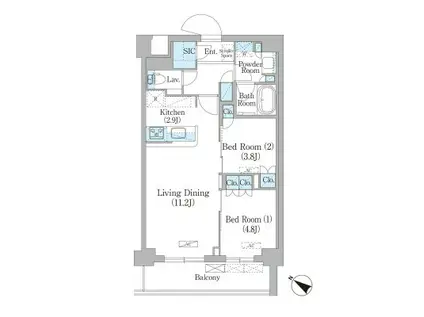 NIIYA平和台(2LDK/3階)の間取り写真