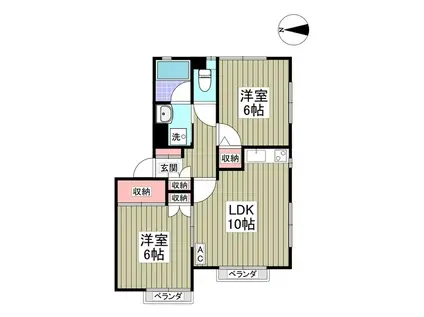 グリーンヒルズ成田A(2LDK/1階)の間取り写真