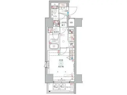 クレヴィスタ中野新橋II(1K/8階)の間取り写真