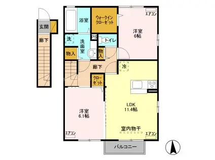 ラ・サンテ(2LDK/2階)の間取り写真