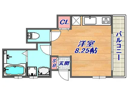 KARIN神ノ木通(ワンルーム/1階)の間取り写真