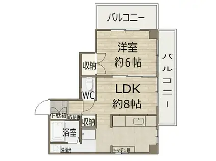 荒川ビル(1LDK/2階)の間取り写真