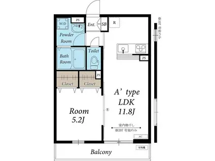 リブリ・DJ(1LDK/3階)の間取り写真