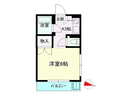 マンション中山(1K/3階)の間取り写真