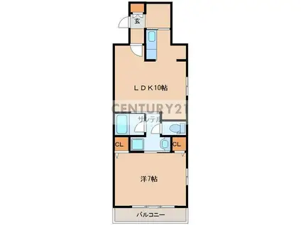 アルテサウスタワー(1LDK/2階)の間取り写真