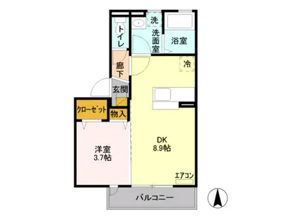 ルシール細谷(1LDK/2階)の間取り写真