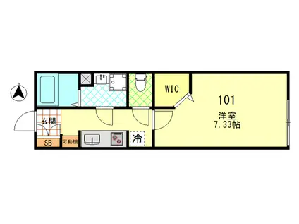 シーエフジオーレ殿町(1K/1階)の間取り写真