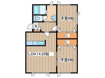 ドリーバ-デン(2LDK/2階)の間取り写真