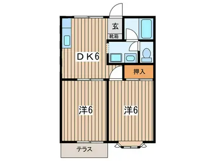 サンテラス中里(2DK/1階)の間取り写真