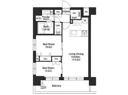 RUHE東大泉(2LDK/2階)の間取り写真