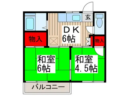 KHK増尾台ハイツ(2DK/2階)の間取り写真