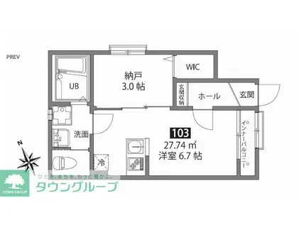 グレースフルプレイス(1SK/2階)の間取り写真