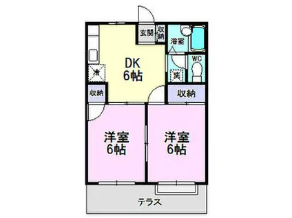 ロジュマン(2DK/1階)の間取り写真