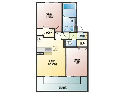 グレイス藤並 B棟(2LDK/1階)の間取り写真