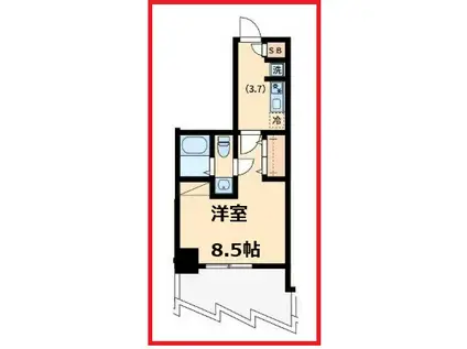 オモチデオウギオオハシ(1K/3階)の間取り写真