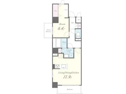 GARDEN COURT A 高島平(1LDK/6階)の間取り写真