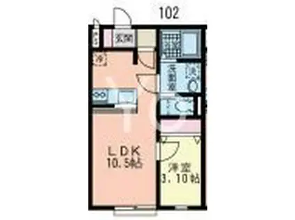 スターシップ(1LDK/1階)の間取り写真