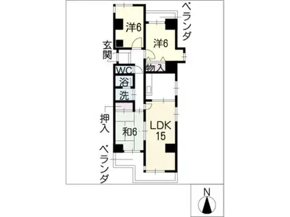 エスポア上前津1006(3LDK/10階)の間取り写真