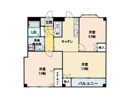 パルメゾントモエ(2LDK/1階)の間取り写真