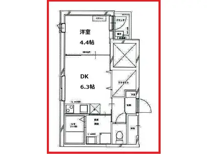 レゴキューブ(1DK/3階)の間取り写真