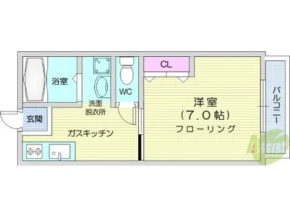 マサキハイツ(1DK/2階)の間取り写真