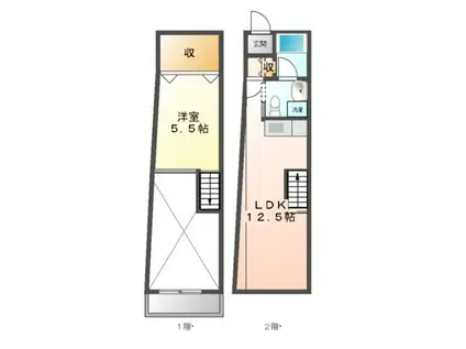 スタディオン(1LDK/4階)の間取り写真