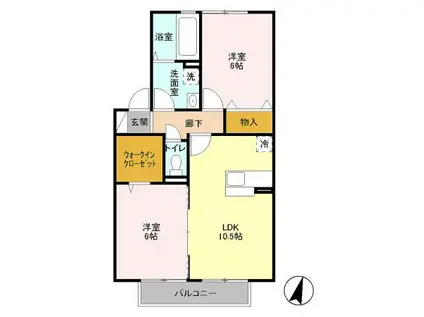 アムールAOKI(2LDK/2階)の間取り写真