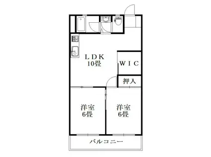 コーポ林第二ビル(2LDK/3階)の間取り写真