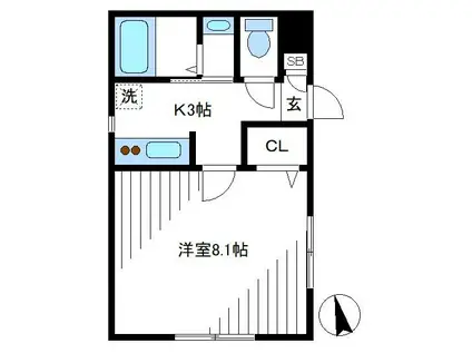 ＪＲ中央線 中野駅(東京) 徒歩12分 2階建 築22年(1K/1階)の間取り写真