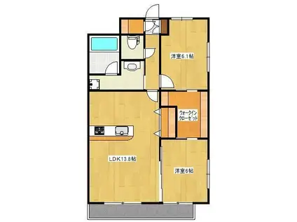 WELL保田窪(2LDK/6階)の間取り写真