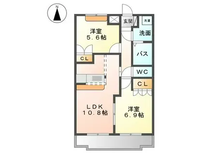 コンフォース西前田(2LDK/2階)の間取り写真