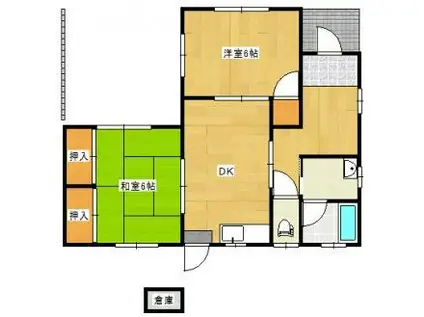 ＪＲ宇部線 岩鼻駅 徒歩18分 2階建 築9年(2DK/1階)の間取り写真