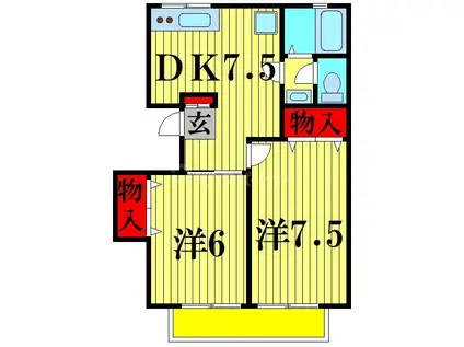 トーワ西船橋(2DK/1階)の間取り写真