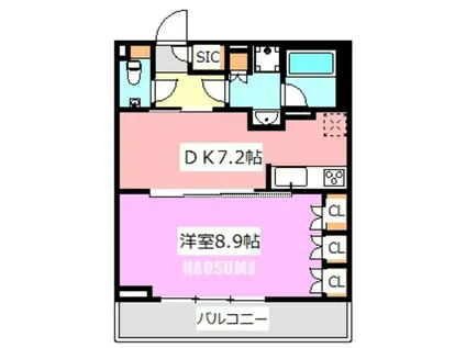 レジデンシャルスター白山シーズンテラス(1DK/4階)の間取り写真