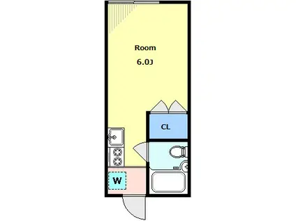 ハイムK(ワンルーム/1階)の間取り写真