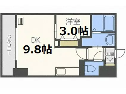 HF東札幌レジデンス(1LDK/4階)の間取り写真