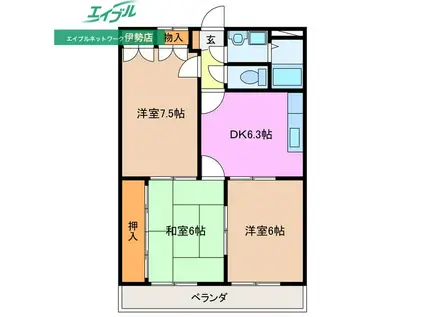佐々木マンション(3DK/1階)の間取り写真
