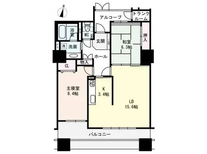 リブウェル北広島 エルフィン・ターミナル(2LDK/10階)の間取り写真