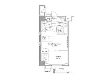 ザ・パークハビオ早稲田(1LDK/3階)の間取り写真