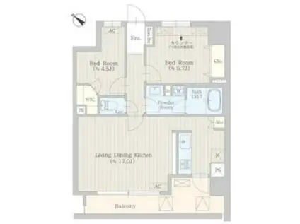 カームテラス神泉(2LDK/9階)の間取り写真