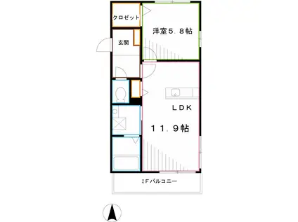 ハイブリッドメゾン(1LDK/1階)の間取り写真