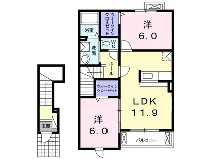 フィオーレSK II(2LDK/2階)の間取り写真