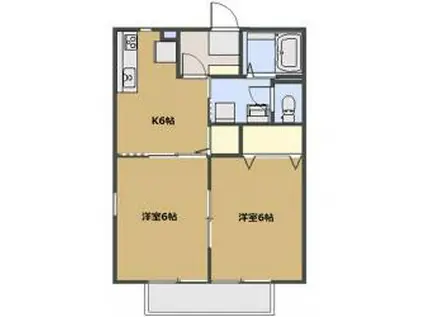 ハニーハイム(2DK/2階)の間取り写真