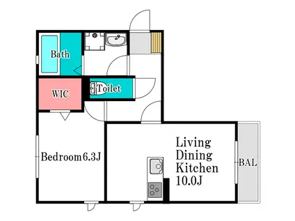 PRIER(1LDK/2階)の間取り写真